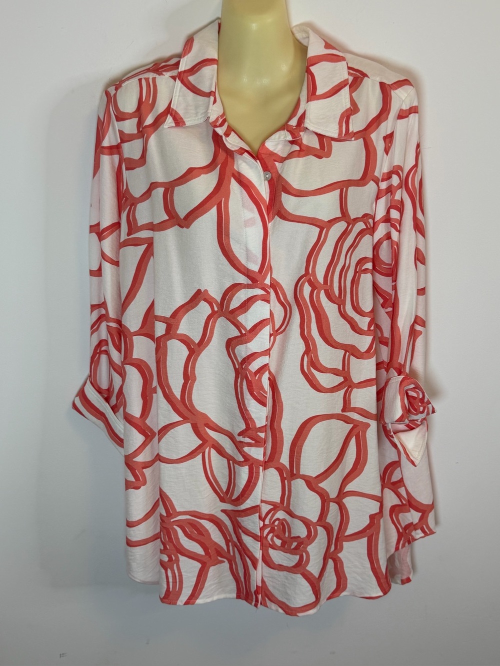 Boho Chic Orange Floral Button Down Tunic